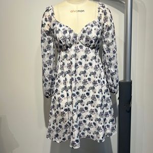 Brand new never been worn poly chiffon with pink, purple and blue florals. Soft